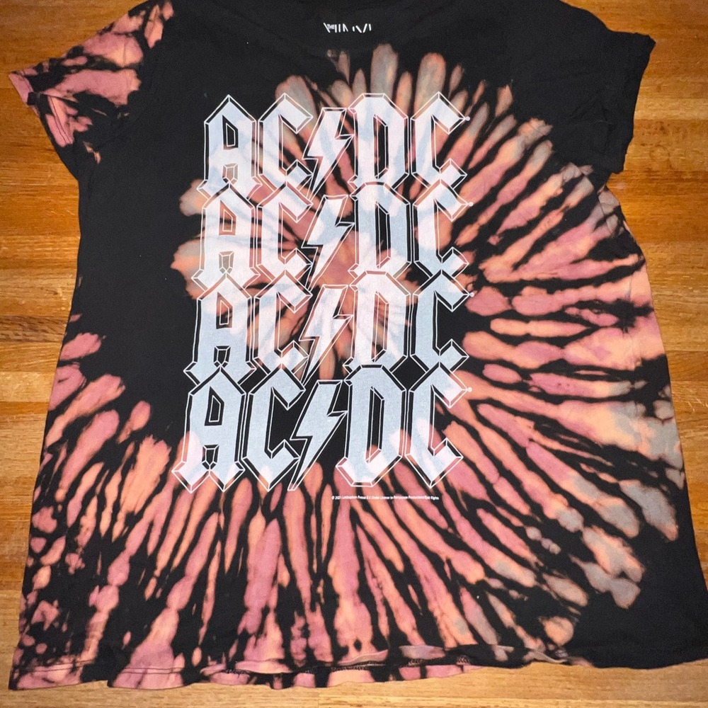 AC/DC Tie-Dye Short Sleeve Tee‎ - Black and Pink